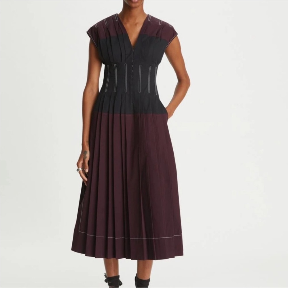 Tory Burch Black and Burgundy ‘McCardell’ Dress size 6